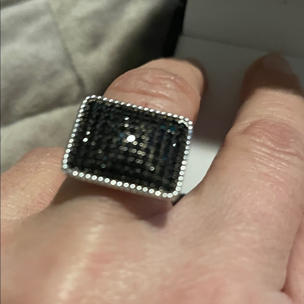 Silver And Black Spaniel Rectangular Ring - image 7